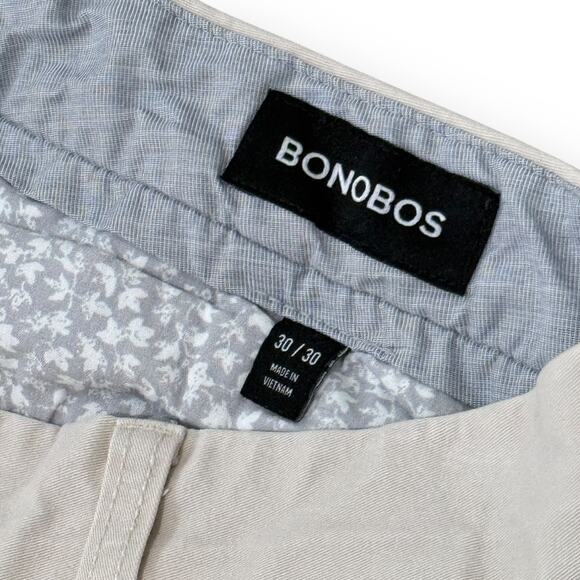Bonobos Pants 30x30 (30x27) Mens Slim Fit Straight Leg Stretch Beige Chino - Picture 2 of 11